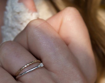 Dainty Ring | Diamond Dusted Element Ring | Delicate Ring | Stacking Rings | Midi Ring | Sterling Silver | Gold