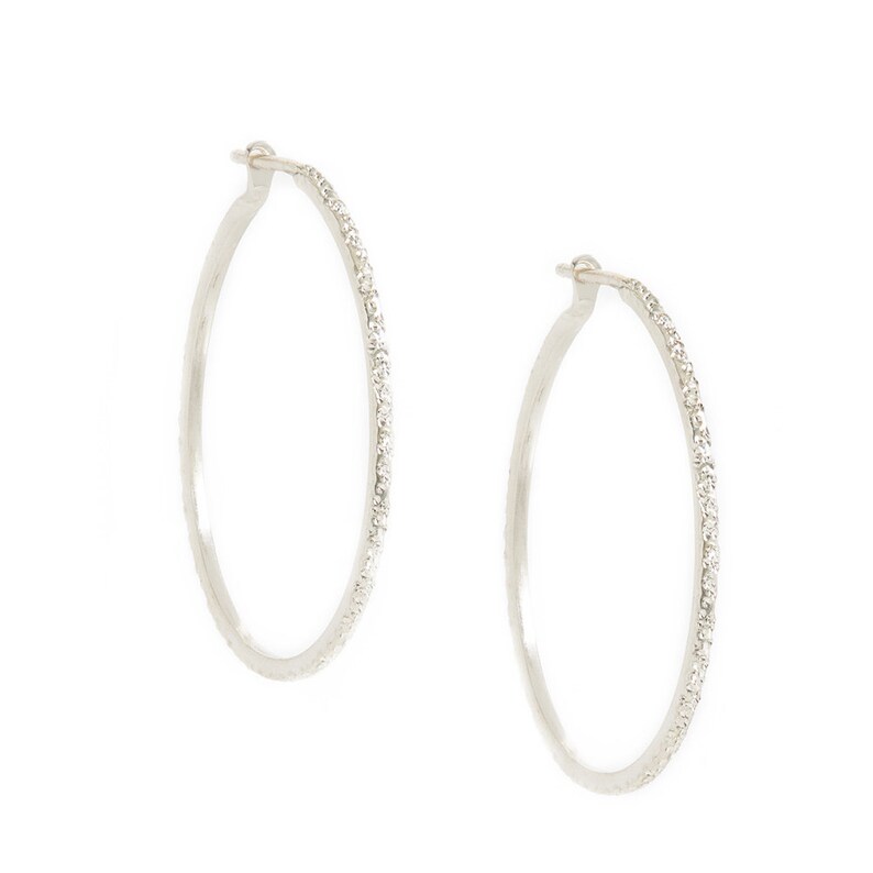 Hoop Earrings Diamond Dusted Hoop Earrings Large Medium Delicate Earrings Sterling Silver Gold image 5