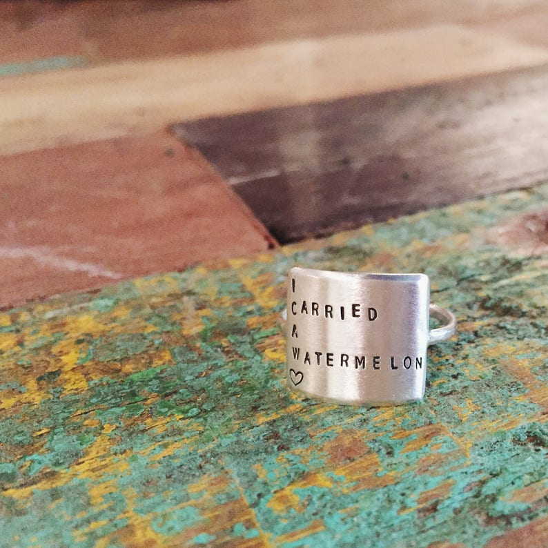 Personalized Inspirational Ring Hand Stamped Wide inspiRING Unique Handmade Minimalist Ring Sterling Silver Gold image 5