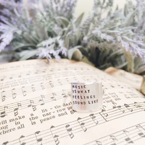 Personalized Inspirational Ring Hand Stamped Wide inspiRING Unique Handmade Minimalist Ring Sterling Silver Gold image 4