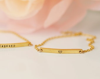 Personalized Inspirational Linked Bracelet | Horizon Bracelet | Handmade Hand Stamped Minimalist Bracelet | Sterling Silver | Gold