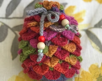 Crochet dragon scale dragon egg dice bag for DnD, TTRPGs (MEDIUM SIZE)