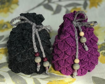 Crochet dragon scale dragon egg dice bag for DnD, TTRPGs (MEDIUM SIZE)