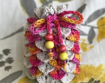 Crochet dragon scale dragon egg dice bag for DnD, TTRPGs (MEDIUM SIZE)