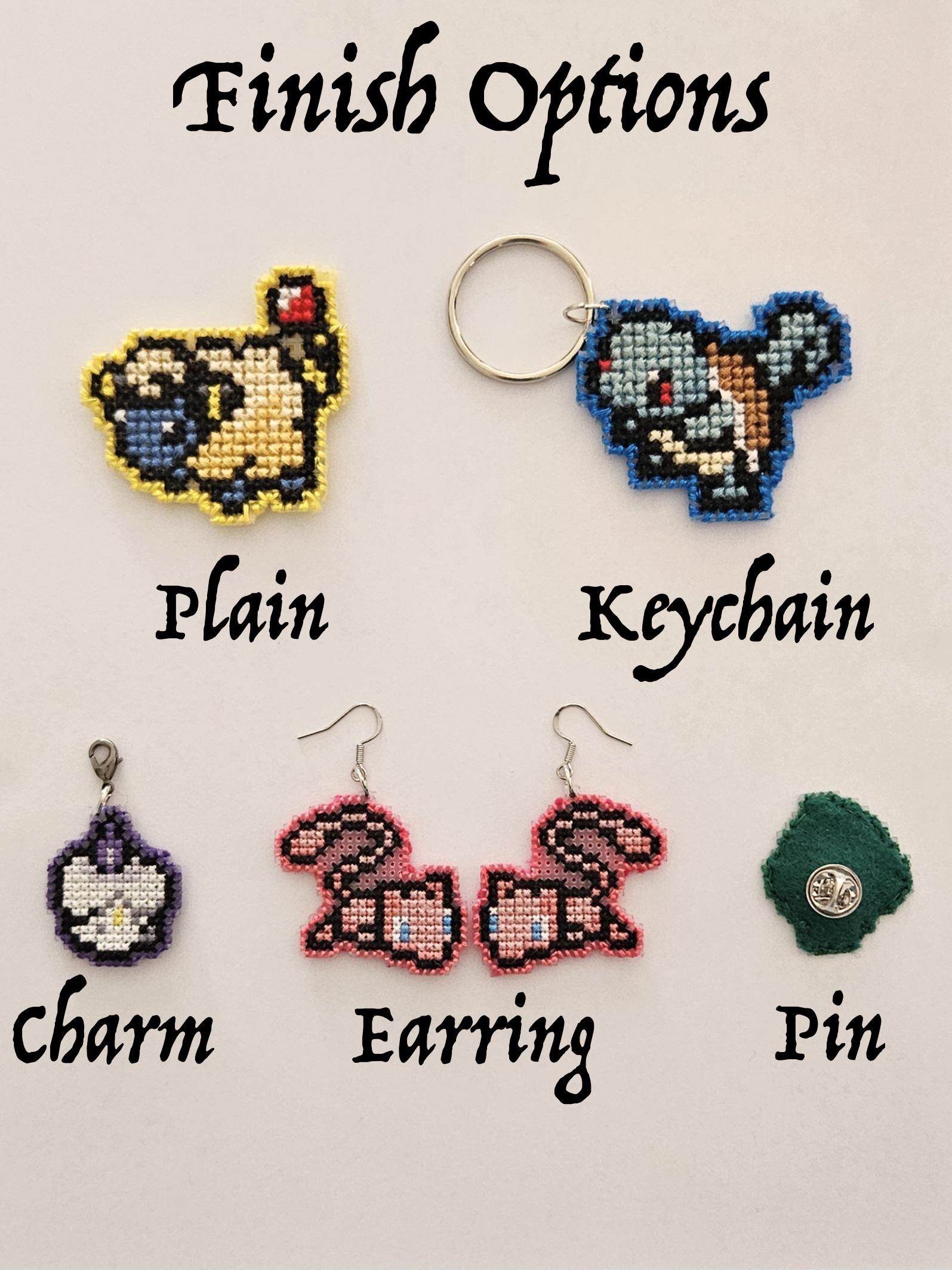 Ukulele Pichu Completed Cross Stitch Pokemon Pin/charm/keychain