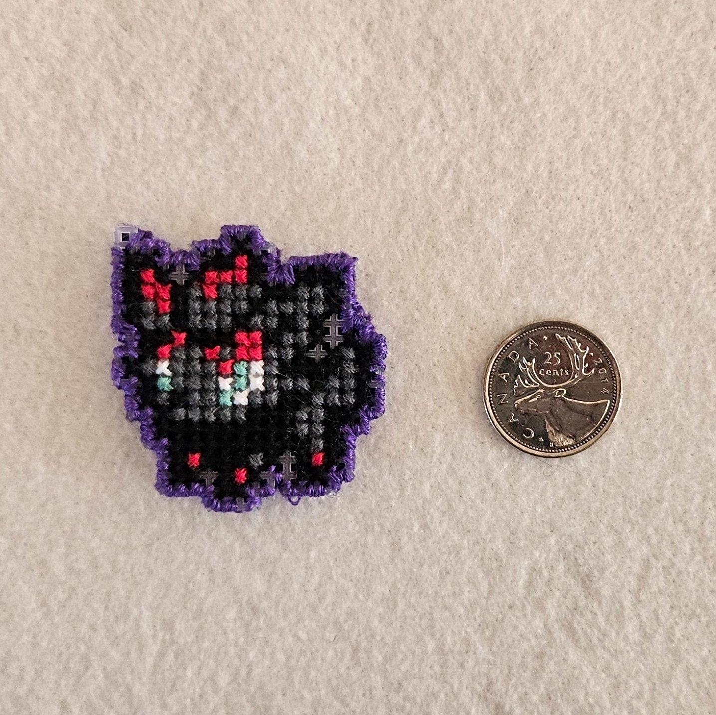 Zorua Completed Cross Stitch Pokemon Keychain/charm/pin/earrings