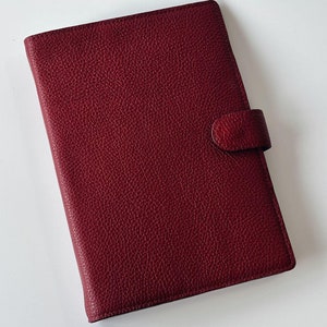 Personalized red Italian pebbled leather planner cover, a5 leather planner, leather planner binder, planner clip, a5 notebook cover