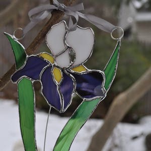 iris purple and white suncatcher panel