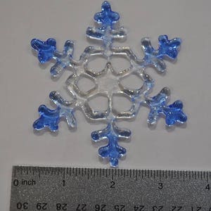 Clear and blue fused glass snowflake image 2