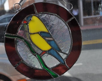 Goldfinch circle-bird suncatcher-handmade