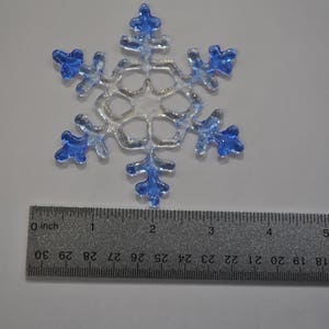 Clear and blue fused glass snowflake image 3