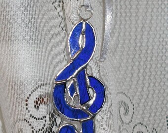 Treble Clef Blue suncatcher