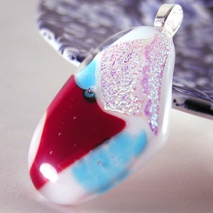 Handmade fused glass art pendant necklace image 2