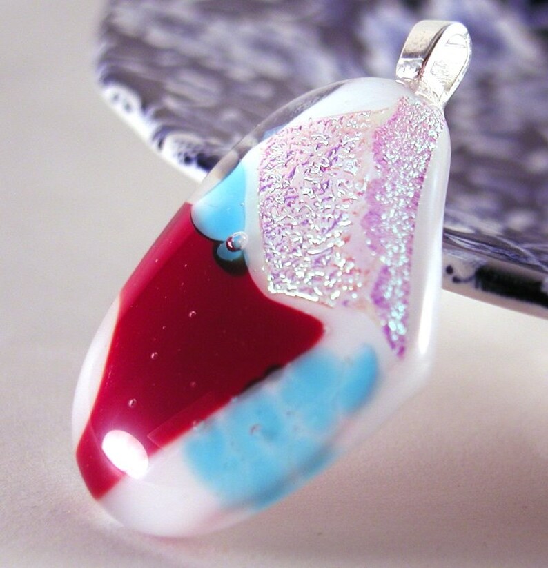 Handmade fused glass art pendant necklace image 2