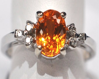 Garnet and diamond 14 karat gold ring