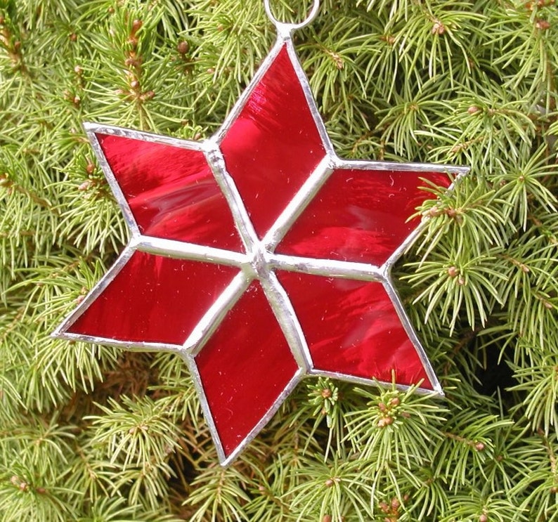 Red Christmas Star Ornament Etsy