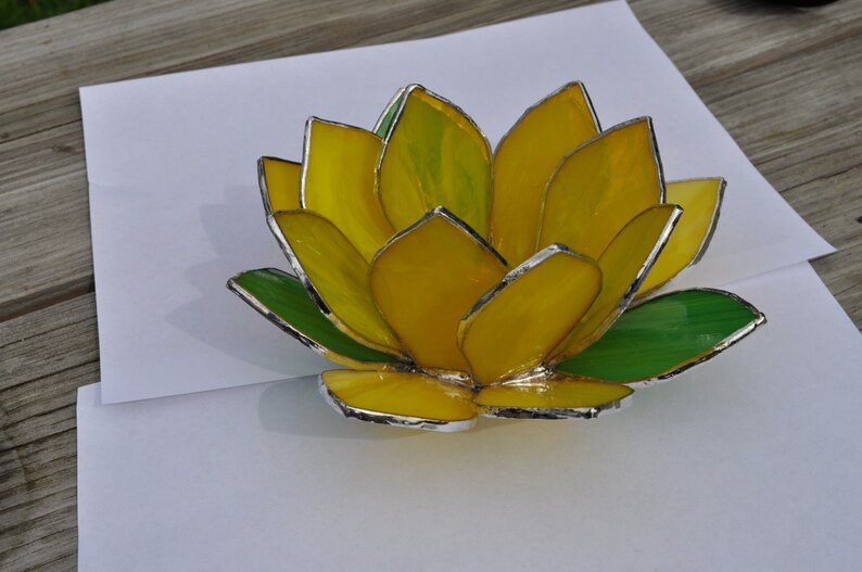 Tea light-Yellow Lotus flower Votive image 1