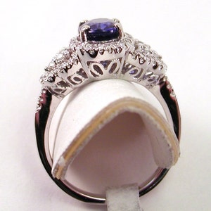 Sapphire, Diamond and 18kt White Gold Ring 1.78 Carat Sapphire .39 Carat Diamonds image 4