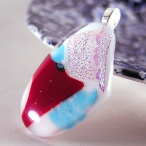 Handmade fused glass art pendant necklace image 4