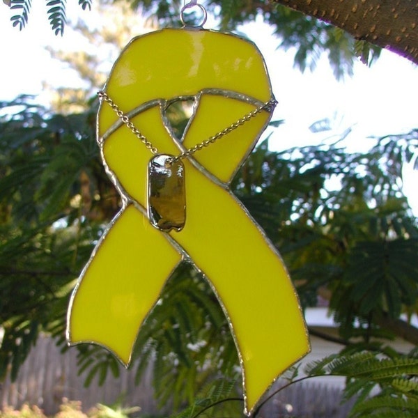 The Soldiers Ribbon-yellow stained glass suncatcher