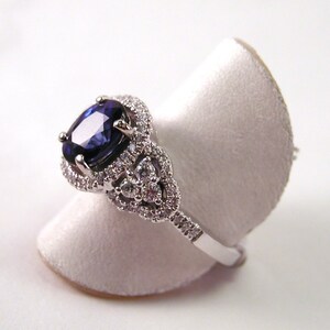Sapphire, Diamond and 18kt White Gold Ring 1.78 Carat Sapphire .39 Carat Diamonds image 3