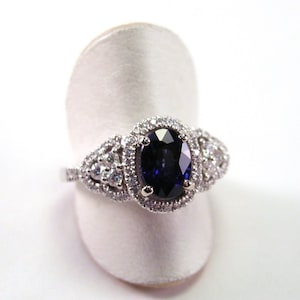 Sapphire, Diamond and 18kt White Gold Ring 1.78 Carat Sapphire .39 Carat Diamonds image 1