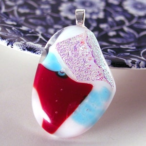 Handmade fused glass art pendant necklace image 3