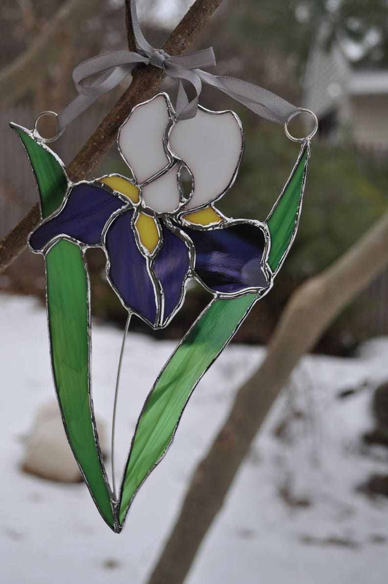 iris purple and white suncatcher panel image 1