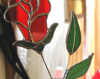 Red Rose suncatcher- long stem