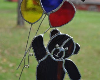 Teddy bear with 3 balloons-suncatcher-handmade