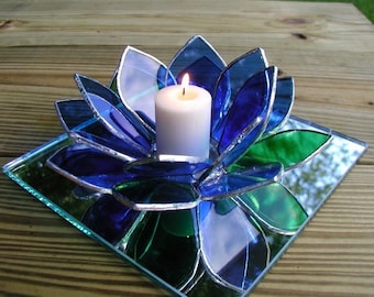 Tea light-Blue lotus flower - votive