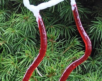 christmas stocking-white and red-fused glass