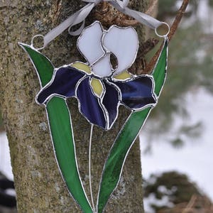 iris purple and white suncatcher panel image 3