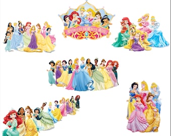 Wszystkie księżniczki PNG, Pakiet księżniczki PNG, Clipart księżniczki, Kopciuszek, Ariel, Aurora Png, Królewna Śnieżka Png