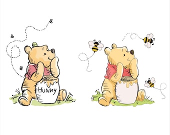 Classic Winnie The Pooh PNG SVG Clipart Bundle, Printable, Boy Birthday Instant Digital Download, Vintage Pooh Baby Shower