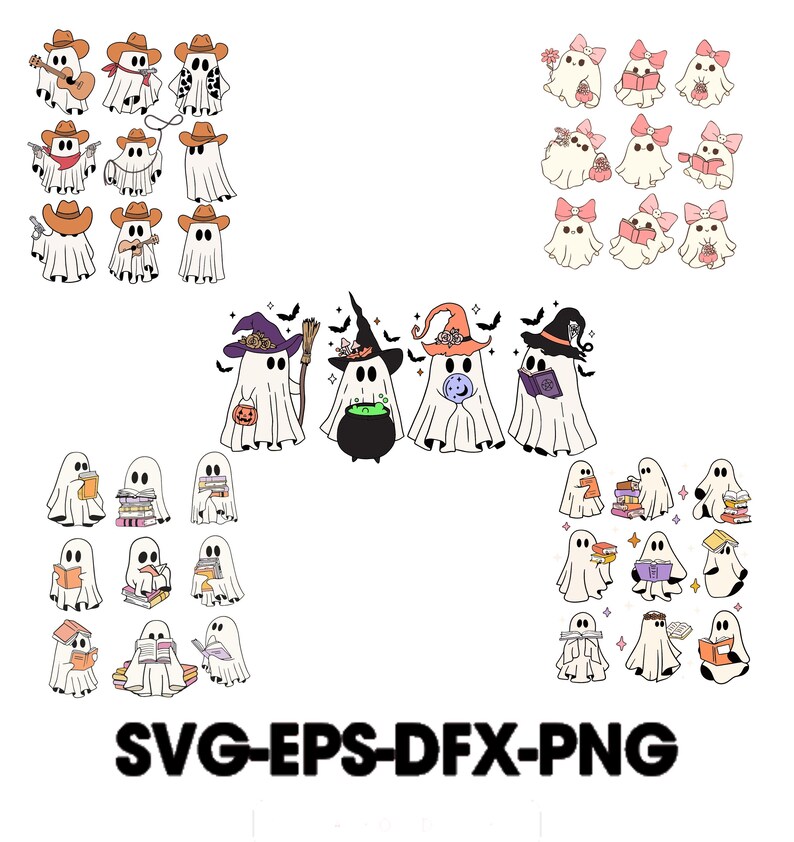 Spooky Season Svg, Cute Ghost Svg Bundle, Halloween Svg, Retro ...