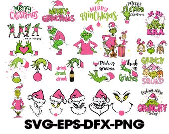 Grinc Svg, Pink Grincmas Christmas Png, Grinc Clipart Files, Files for Cricut & Silhouette Digital File, Eps,Svg,Dxf,Png