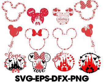Paquete de San Valentín de ratón (Svg), Amor de ratón (Pfw), Día de San Valentín, Globo de ratón (Svg), Archivo SVG de camiseta de pareja de San Valentín, Para parejas