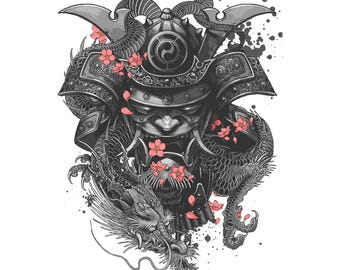 Japanese Samurai Clipart PNG, SVG, Watercolor Samurai, Samurai illustration, Samurai Sword, Samurai T Shirt Design, High Quality