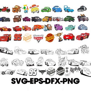 Cars PNG, Cars Clipart, Cars SVG, Planes and Cars Birthday Bundle, Instant Download, Instant Download Lightning Mcqueen Mater