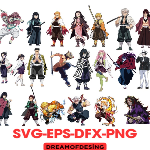 Demon Slayer SVG Bundle, Kimetsu no Yaiba SVG, Svg-Png-Pdf, Anime SVG, Cut File For Cricut, Digital Downloads, Clipart, Instant Download