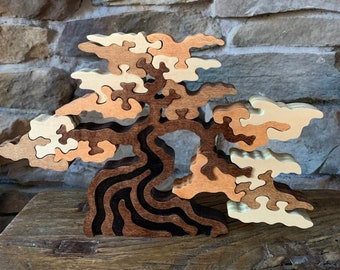 Extra Large Beautiful Natural Shade Tree Challenge Puzzle Toy  Hand Cut Art