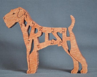 Irish Terrier Dog Puzzle Wooden Toy Hand Cut  Figurine Art