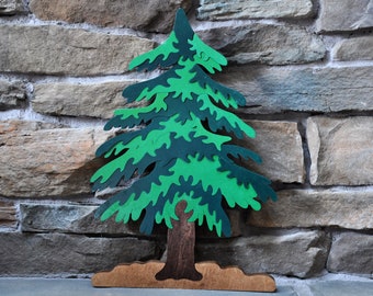 Beautiful Hemlock  Pine Christmas Tree Puzzle Wooden Toy Decoration Hand Cut