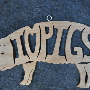 I love PIGS  Ornament Hand Cut wooden Christmas Ornaments