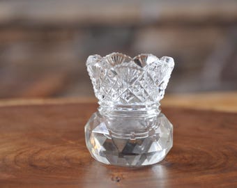 Palillero antiguo de cristal pesado vintage con diamantes y abanico de Westmoreland