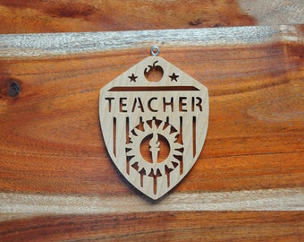 Teacher Gift  Ornament Hand Cut wooden Christmas Ornaments