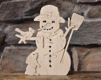 Muñeco de nieve de invierno hecho a mano, rompecabezas de nieve helada, juguete para decoración navideña