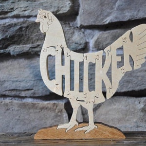 Chicken Hen Farm  Bird Puzzle Wooden Toy Hand Cut with Scroll Saw