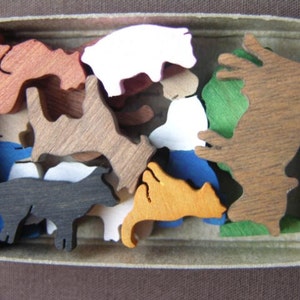 Miniature Farm Animal Wood Match Box Set